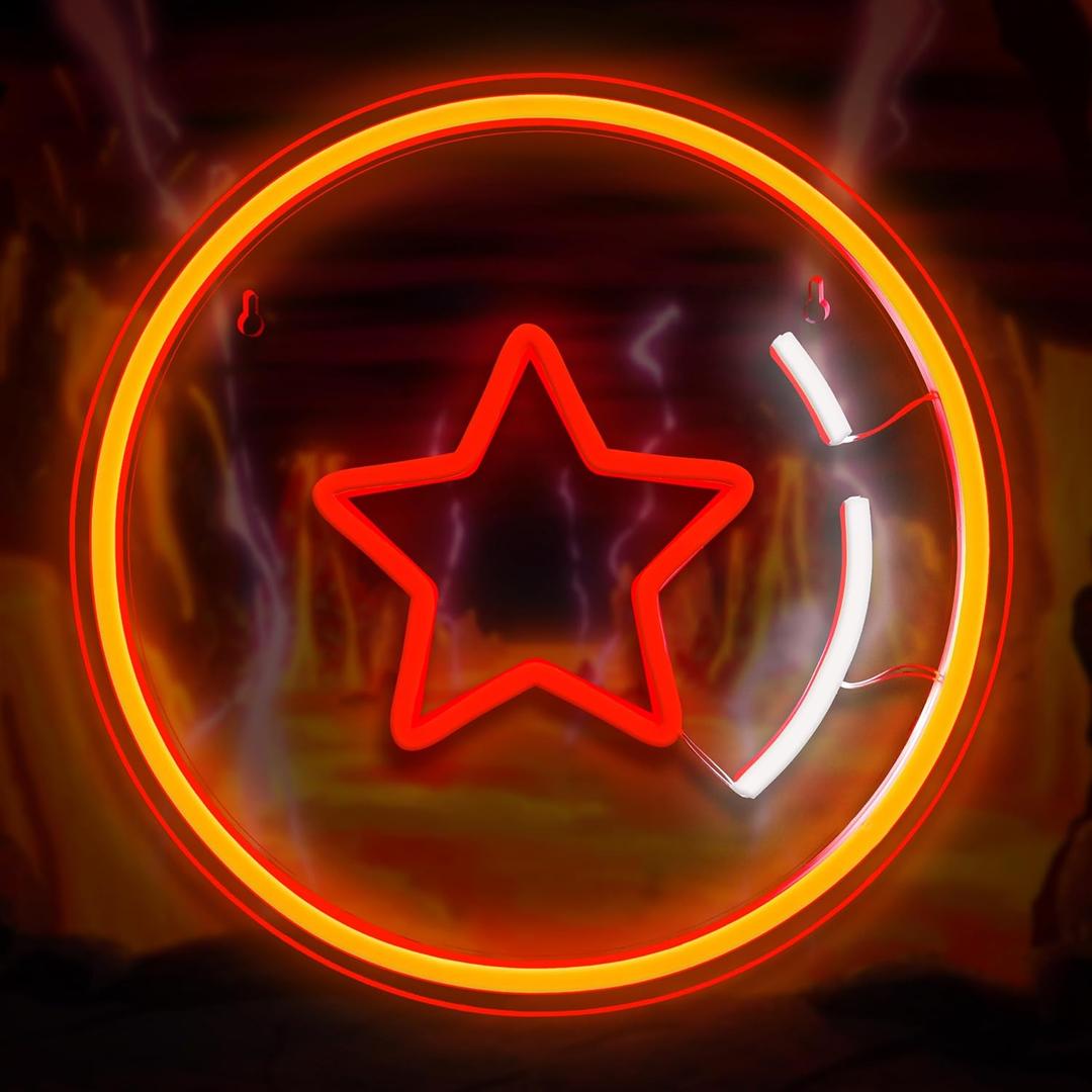 Anime Neon Sign, One Star Ball Neon Signs for Wall Decor, Dimmable Acrylic Neon Lights for Bedroom Livingroom Game Room Man Cave Birthday Party Decorations Gift (Red- lzyx)