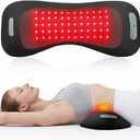 4-in-1 Lumbar Support Pillow Cordless Rechargeable 5000mAh with Red Light Therapy, Electric Lower Back Massager w/Vibration, Airbag Traction & Heating for Pain Relief Deep Tissue, Black