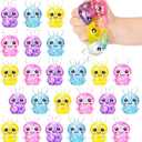 Halloscume 24 Pcs Bunny Squeeze Stress Balls Built-in Sequins Glitter Mental Health Month Basket Stuffers Slow Rising Fidget Bunny Balls Stress Relief for Easter Party Favor Birthday Rabbits Gift