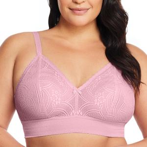 Glamorise Women's Plus Size Luxe Lace Bralette Wirefree #7012 (36F, Mauve)