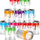 24 Pcs Art Paint Party Favors Clear Empty Paint Cans Bulk with Lids Mini Size Transparent Plastic Buckets Mini Containers for Party Supplies Treats Candy Crafts DIY Decor, 2.76 x 3.54 Inch