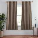 StangH 63 inches Taupe Velvet Curtains- Room Darkening Solid Drapes Thermal Insulating for Kitchen, Privacy Protect Bedroom Curtains Elegant Home Decor for Study/Laundry, W52 x L63, 2 Panels (Beige Series - Taupe)