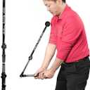 Golf Swing Trainer,Adjustable Portable Golf Training Aid to Improve Hinge, Forearm Rotation, Shoulder Turn,Beginners Improve Golf Swing Exerciser Training Aid (Black)