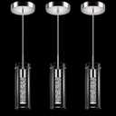 Esfos Pendant Ceiling Light Fixture, LED Kitchen Lighting Crystal Pendant Lights Kitchen Island, 1-Light Integrated Kitchen Hanging Light Fixture Modern Island Light with Bubble Glass Three Pack