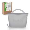 Haakaa OnTheGo Silicone Microwave Steam Sterilizer Bags for Travel, 40oz/1250ml Reusable Silicone Steaming Bags for Baby Bottles, Breast Pump, Accessories, Pacifiers, Teethers,Grey/1PC