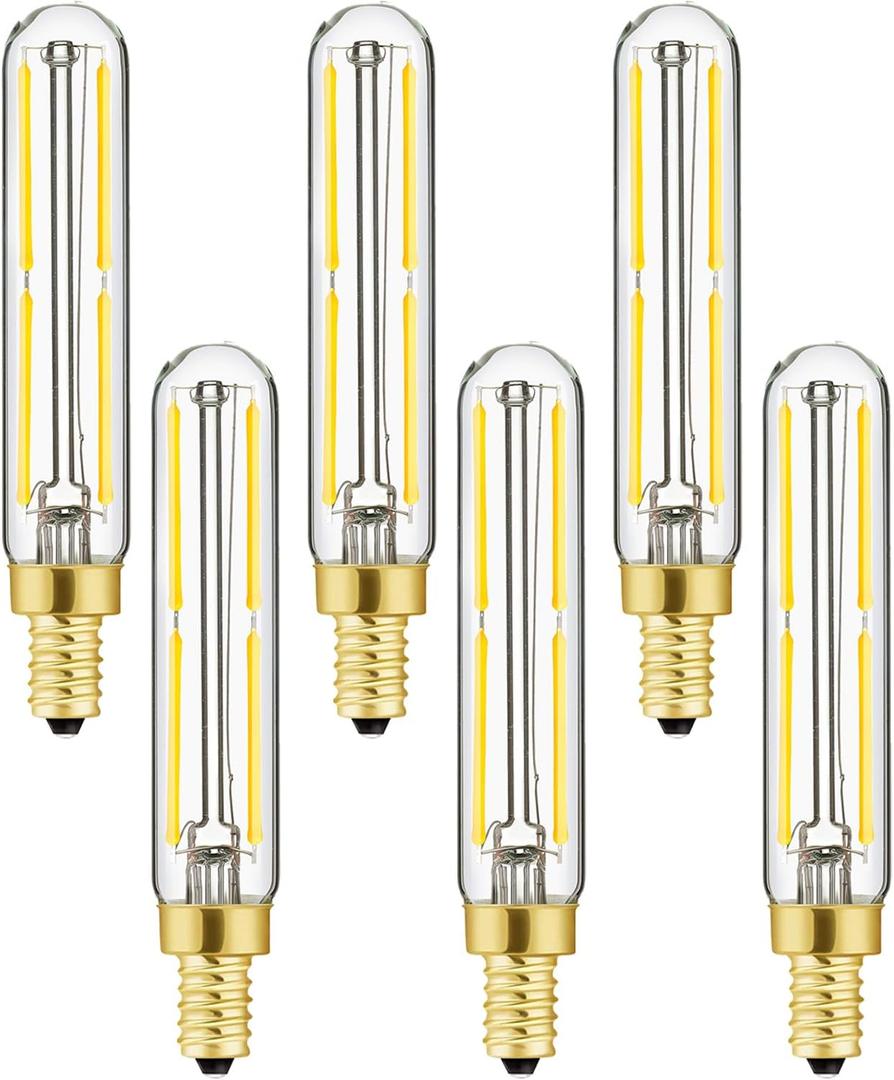 Leools Dimmable T6 LED Bulbs, 4W E12 Edison Light Bulbs Neutral White 4000K,400lm, 40W Candelabra Incandescent Bulbs Equivalent Vintage LED Filament Edison Candle Bulb with Decorative, 6Pack.