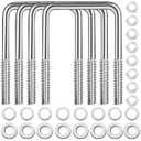 4 Sets 304 Stainless Steel Square U Bolt,U Bolts 3 inch Wide,1/2" D x 3-1/16" W x 4-5/16"L U-Bolts for Boat Trailer with Nuts and Washers, for Automobiles Trailer, Ski Boat