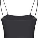 Women's Basic Spaghetti Strap Crop Top Camisole Y2k Sleeveless Tube Sexy Cami Shirts Tank Tops (Black, M)