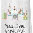 BlissfulAbon Mahjong Gifts Dish Towels - Mahjong Waffle Weave Kitchen Towels, Mahjong Decorative Hand Tea Towel, Mahjong Gifts Ideas, 16×24 Inches