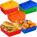 Hoolerry 25 Pcs Block Building Party Favor 5 lb Paper Food Trays Large Brick Theme Party Disposable Serving Tray Snack Tray for Food Building Block Birthday Baby Shower Decor (Bright Color)