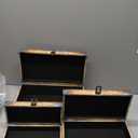 Jolitac Wood Storage Box Set of 3, Vintage Decorative Nesting Boxes Wooden Treasure Storage Crates With Latch, Home Decor Rustic Antique Boxes With Lid for Photos, Jewelry, Cash (Rectangle Map)