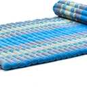 Leewadee - Foldable Floor Mattress - Japanese Roll Up Futon -Trifold Tatami Mat- Guest Floor Bed - Camping Mattress - Thai Massage Mat, Kapok Filled, 75 x 39 inches, Light Blue