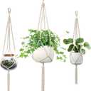 Macrame Plant Hanger - Fits 4 to 13 inches Pots for Indoor Outdoor, 34"/41"/46" 3 Sizes Set, Ivory (POTS NOT Included)
