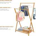 Ufine Bamboo Kids Clothing Rack with Double Hanging Rods & Storage Shelf, Small Dress up Rack for Children Open Wardrobe Costumes Organizer