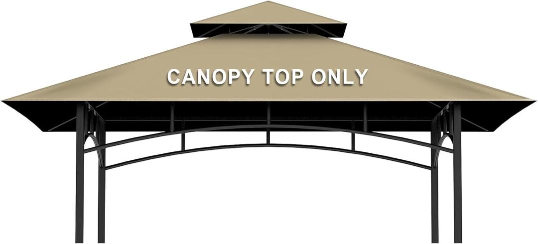 Grill Gazebo Replacement Canopy Top Only - 5' x 8' Outdoor BBQ Gazebo Canopy Roof, Waterproof Double Tiered Shelter Cover Fit for Model L-GG001PST-F (Khaki, 5x8)