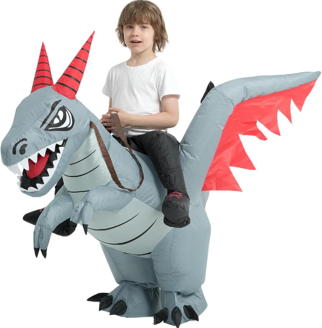 tasanor Blow Up Dragon Costume,Inflatable Costumes for Kids,Inflatable Dinosaur Costume,Halloween Costumes for Girls/Boys (7-10YRS)