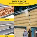 SISUPASSIE 24FT Reach Gutter Cleaning Tools from Ground, Telescopic Rain Gutter Cleaners Tool with Quick Connect Adapter and Heavy Duty Wand for 2nd Story House