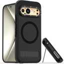 for Google Pixel 9 Pro XL Case 6.8 inch 2024 【Compatible with Magsafe】 Heavy Duty Military Grade Protection Cover Metal Stand Rugged for Google Pixel 9 Pro XL Kickstand Phone Case Black