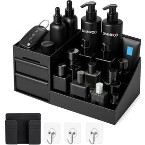 MISH&CA Cologne Organizer for Men and Women with Gift Hooks & Phone Holder  Cologne Stand with Drawers for Skincare, Grooming, Toiletries Accessories  Perfume Holder for Bathroom & Bedroom Counter