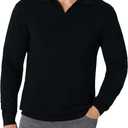 Amazon Essentials Men's Long Sleeve Regular Fit Knit Polo Sweater, Black, XX-Large