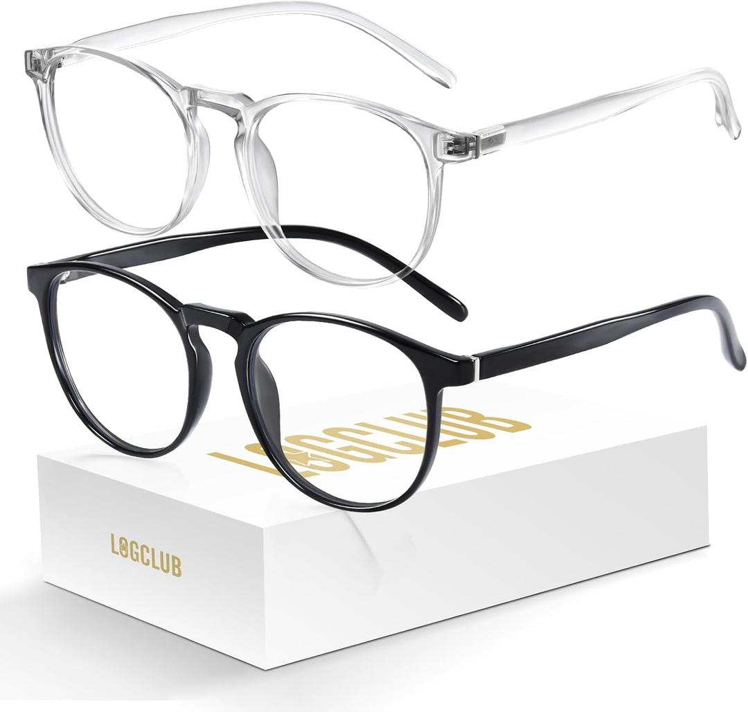 2 Pack Blue Light Glasses For Woman/Men Blue Retro Round Light Blocking Glasses (L31blacktou)