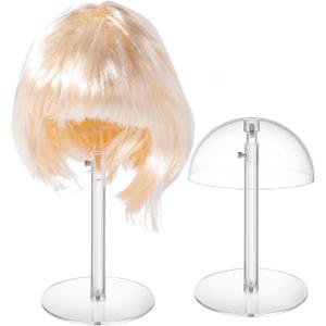 2 Pack Clear Acrylic Hat Display Stand Height Adjustable, Countertop Hat Holder for Baseball Caps Cowboy, Wig Head Counter Stand for Closet (PATENT PENDING)