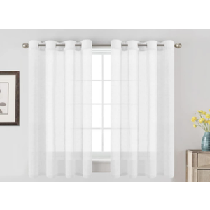 H.VERSAILTEX Linen Curtains Natural Linen Blended Curtain Panels for Living Room/Light Reducing Linen Semi Sheer Curtains 54 inch Length 2 Panels Set Nickel Grommet Window Panels, Sage