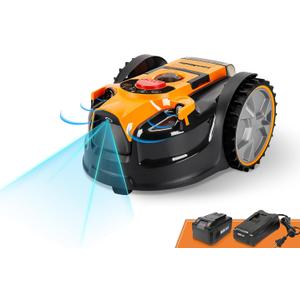 LawnMaster OcuMow Perimeter Wire Free Robot Lawn Mower Cuts Small Lawns 1000-2000 Square Feet with Optical Navigation, Obstacle Avoidance, Low Noise and No Go Function
