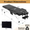 civama Massage Table Massage Bed Portable, 26 LBs Light Weight 2 Section Foldable Tattoo Bed Facial Care Spa Lash Bed Height Adjustable Sturdy Aluminum Frame with Accessories Carrying Bag, Black, 1 Count