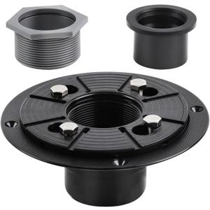 Shower Drain Base, 2-Inch ABS Shower Drain Flange, Shower Floor Drain Base Kits with Threaded Joints and Rubber Joints for 2 Inch Square/Linear Shower Drain Installation