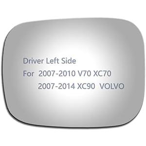 JZSUPER Side Mirror Glass fit for Volvo 2007-2010 V70 XC70, 2007-2014 XC90 Driver Left Side LH Flat, Including Adhesive