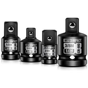 4-Piece Impact Socket Adapter and Reducer Set, 1/4" & 3/8" & 1/2" Impact Driver Conversions for Impact Wrench, Chrome Molybdenum Alloy Steel