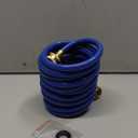 Heavy-Duty EVA Coil Garden Hose with GHT Solid Brass Fittings, Water Hose with Brass Connectors, for Garden Lawn Watering, Car Washing (10FT, Blue)