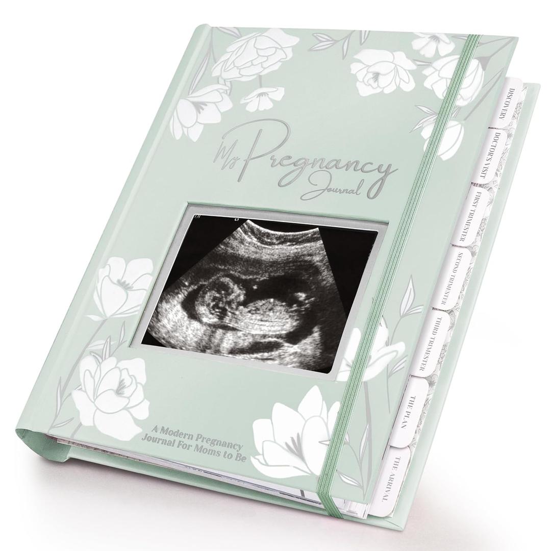 Pregnancy Journal, Pregnancy Announcements - 80 Pages Hard Cover Baby Books For Mom To Be Gift, Baby Memory Book Keepsake, Gender Reveal Gifts For New Moms, Shower & Registry (Sage)