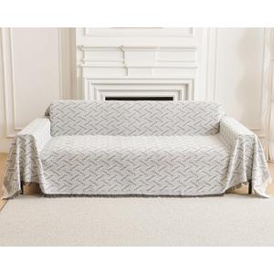 AIVIA Loveseat Cover Sheet Blanket, Reversible Anti Slip Cushion Covers for 2 Seater Couches with Armrest, Love-Seat Furniture Decor Slipcovers Protector for Dogs Cats Pets (Gray White 71"x102")