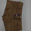 Floerns Women's Y2k Leather Mini Shorts Low Rise Buckle Belt Skinny Night Out Short Pants (Brown)