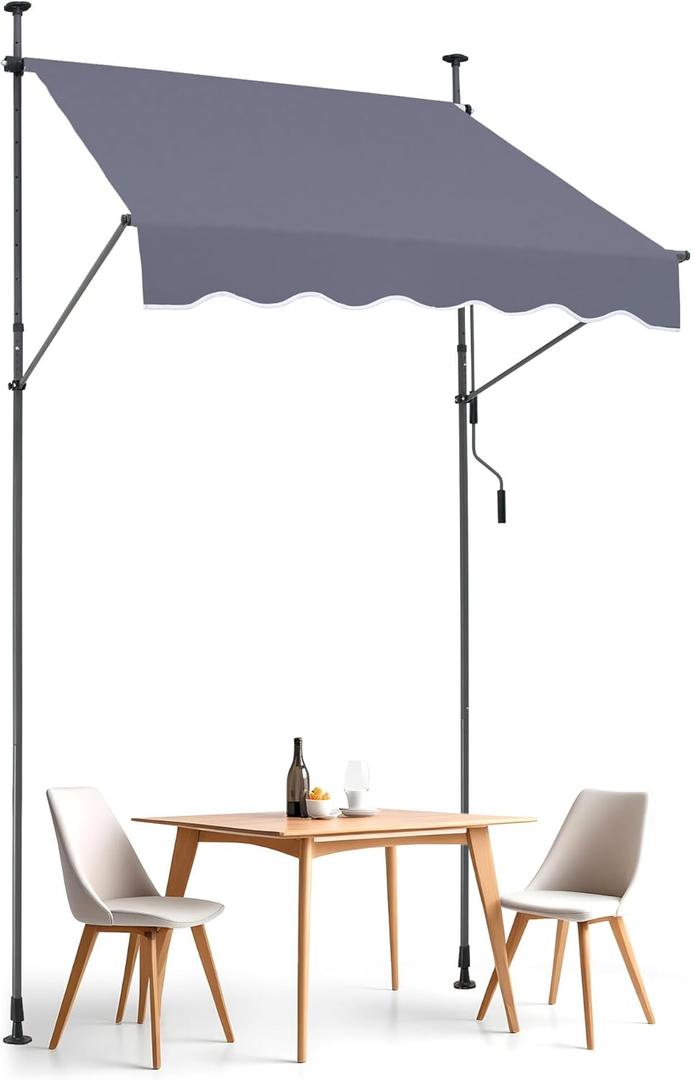 VEVOR 59" x 122" Patio Awning Retractable, Outdoor Retractable Patio Awning Sunshade Shelter, Adjustable Patio Door Window Awning Canopy with Manual Crank Handle for Backyard, Garden, Balcony