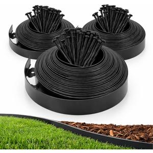 Gardzen 1.5" x 100' Landscape Edging Kit, Garden Edging Coil Comes with 120 Pcs Spikes, No Dig Lawn Border