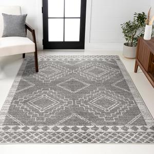 JONATHAN Y Amir Moroccan Beni Souk Gray/Cream Indoor Area Rug, 12x15, Bohemian, Scandinavian, Easy-Cleaning for Living Room, Bedroom, Kitchen, Pet Friendly, Non-Shedding (MOH200C-15)