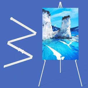 SunyesYoon Display White Easel Stand - 63" Artist Instant Tripod Collapsible Portable Floor Easel - Adjustable Art Poster Easy Folding Metal Stand for Display Show, Wedding, Painting