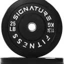 Fitvids 2" Olympic Bumper Plate Weight Plates with Steel Hub, 25LB, Pair