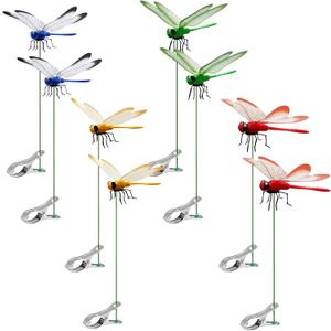 2 x 8 Pack Dragonfly Clip, Realistic Fake Dragonflies Clip, 3D Dragonfly Garden Stakes, Garden Outdoor Decorative Fly-Proof Devices, Dragonfly-Shaped Potted Plant Decoration