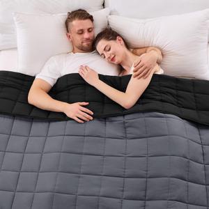 King Size Weighted Blanket for Adults (30 lbs, 80” x 87”, Grey& Black) Cooling Heavy Blanket for Sleeping Perfect for 290-310 lbs, Breathable Blanket for Adults & Couple All Season, Machine Washable