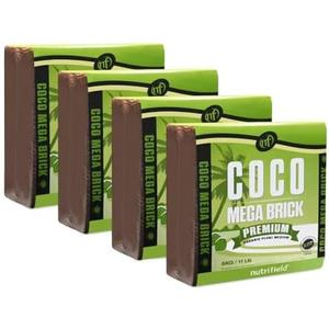 Nutrifield Coco Coir Mega Brick 4-Pack 45 Pound Block Compressed Coir Nutrifield Premium Coco is Pre Buffered with Calcium, RHP Quality, Coconut Coir for Garden