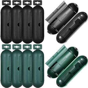 Weewooday 10 Pcs Winter Outdoor Extension Cover with Waterproof Seal Safety Protective Cover Weatherproof Plug Cord Protector Electrical Connection Box for Outlet Plug Pump Light (Black Green)