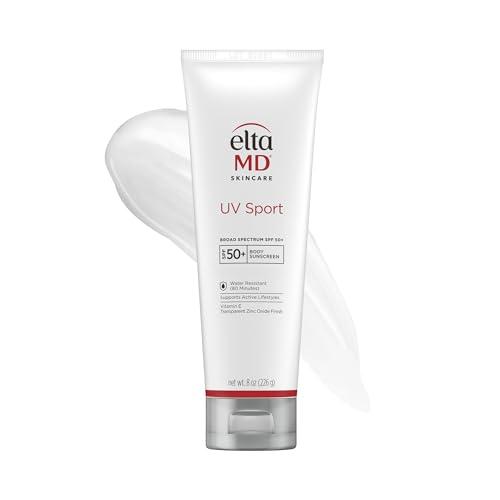 EltaMD UV Sport Sunscreen Lotion, SPF 50 Body Sunscreen, Water and Sweat Resistant, Oil-Free, Zinc Oxide Formula, 8 oz Tube