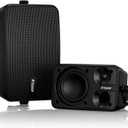 Inwa Outdoor Bluetooth Speakers, 400W Active Passive Wall Mount Speaker, Waterproof Wireless Indoor/Outdoor Stereo Sound Set W/Aux in, Sound System for Patio/Porch/Gazebo/Garage(Pair, Ivory Black)