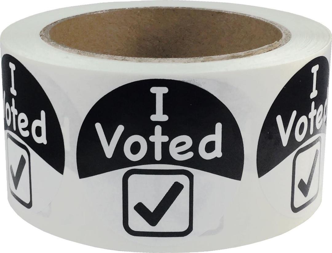InStockLabels I Voted Black-and-White Circle Stickers, 2-Inch Round Labels, Pack of 500