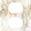 Gold Marble Scandinavian White Gray Smoke Marble Outlet Covers 1 Gang Duplex Light Switch Cover Decorative Switch Plates Electrical Receptacle Faceplate Wall Plate for Bathroom Living Room Decor