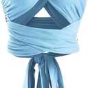 ZAFUL Womens Ribbed Halter Crop Top Ruched Lace-up Cropped Cami Bandana Top Criss Cross Wrap Print Tank Top, Size: One Size (Blue)